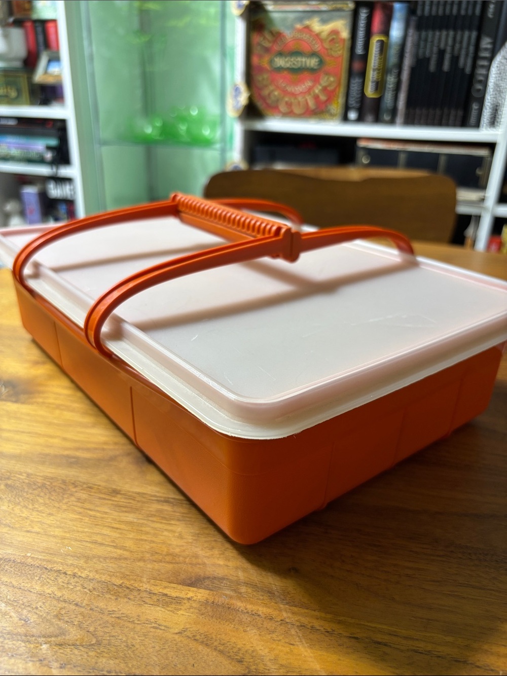 Tupperware Tuppercraft orange modular storage container with lid & handle